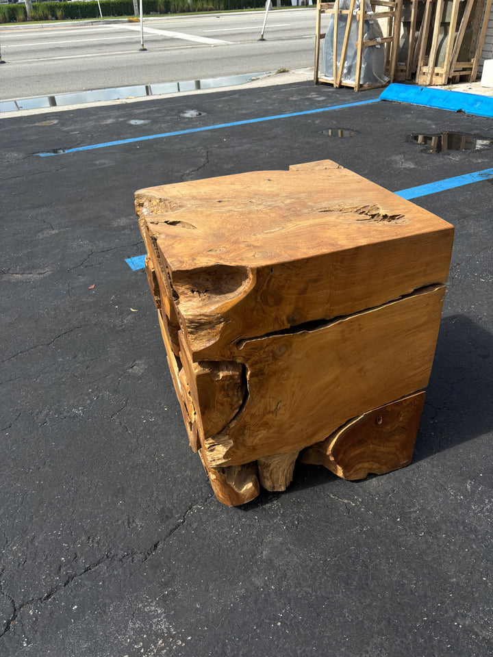 Teak mosaic cube The Broward Design Center