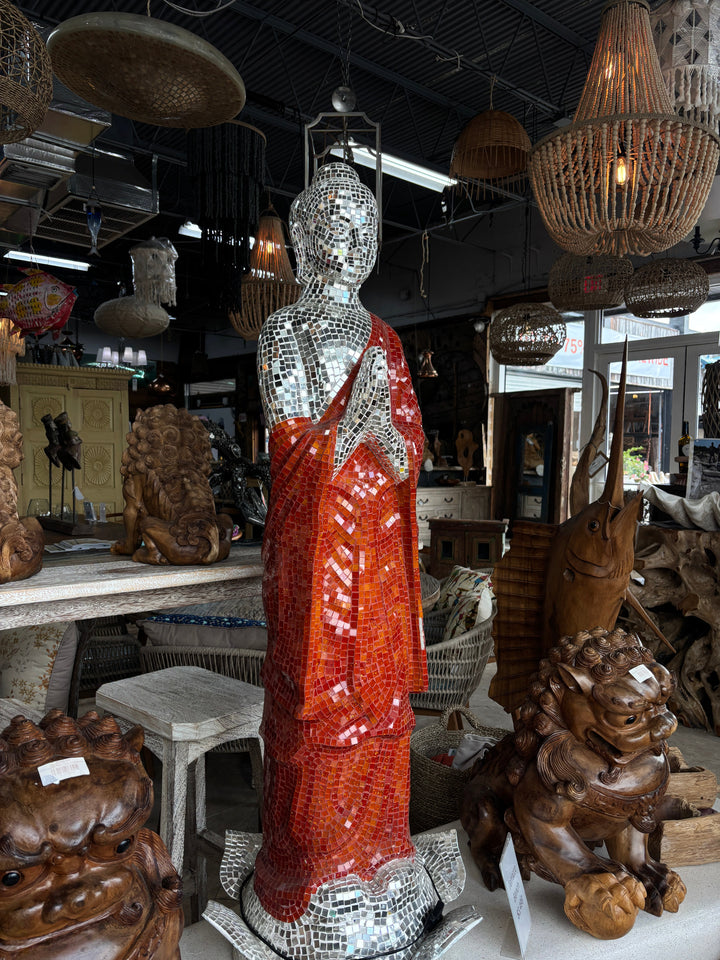 Mosaic Glass Mirror Buddha Lamp Statue Broward Design Center
