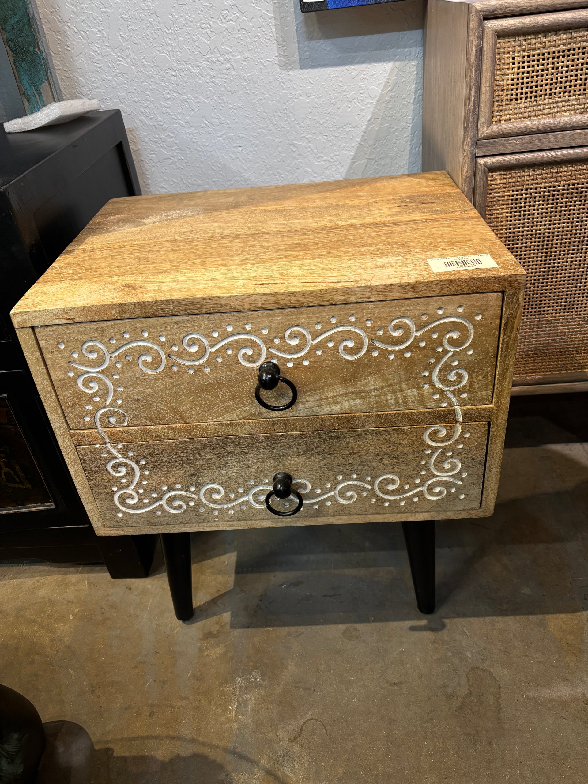 Indian Night Stand with White Design Broward Design Center