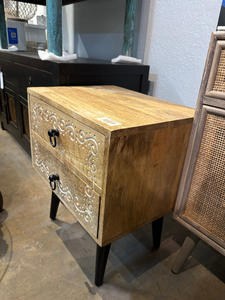 Indian Night Stand with White Design Broward Design Center