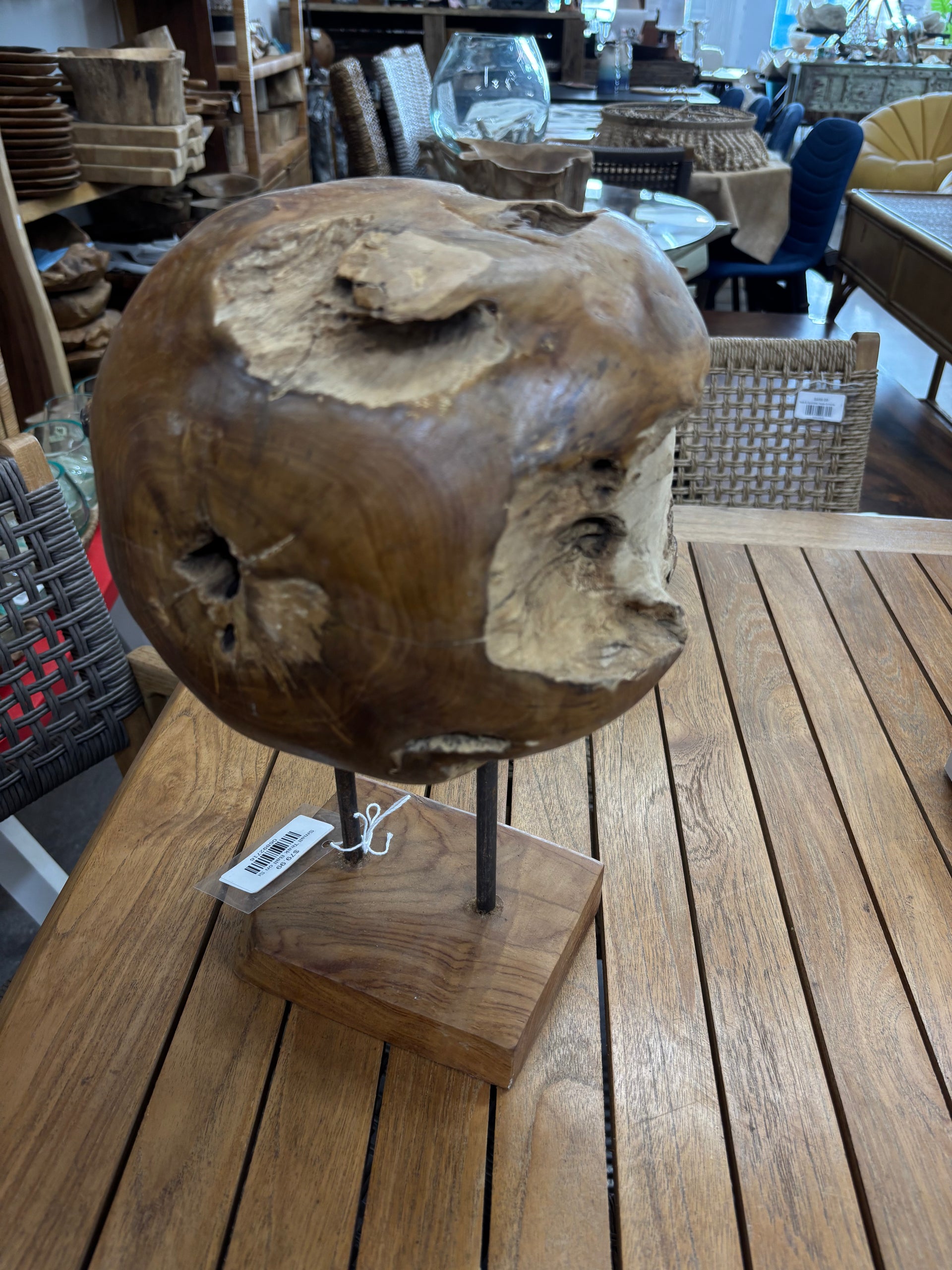 Teak Ball on Stand (Small) The Broward Design Center