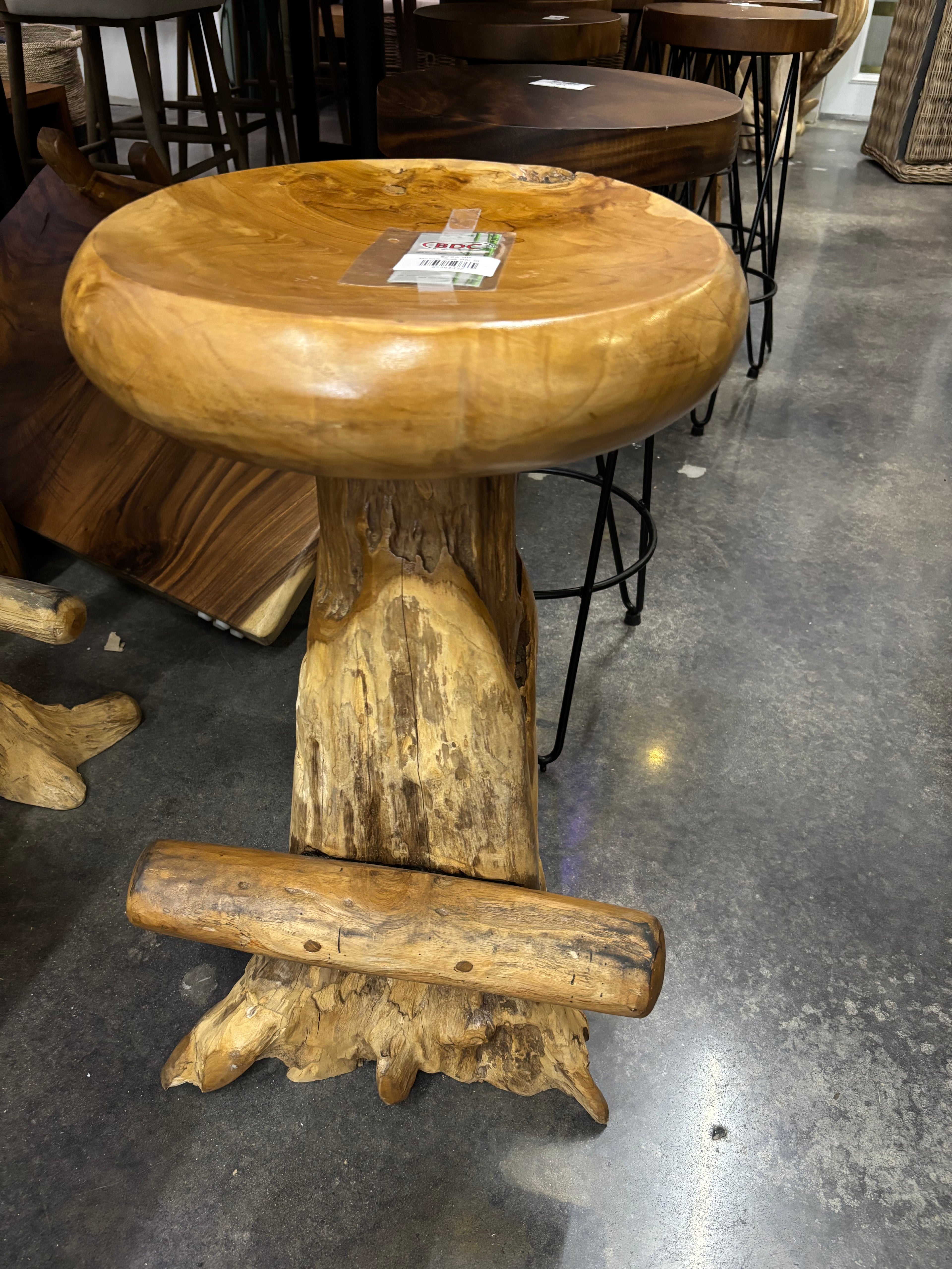 Teak Root Round Seat Barstool Broward Design Center