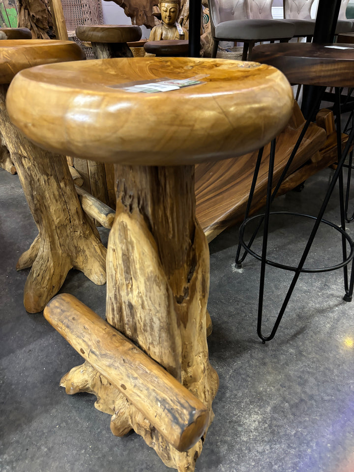 Teak Root Round Seat Barstool Broward Design Center