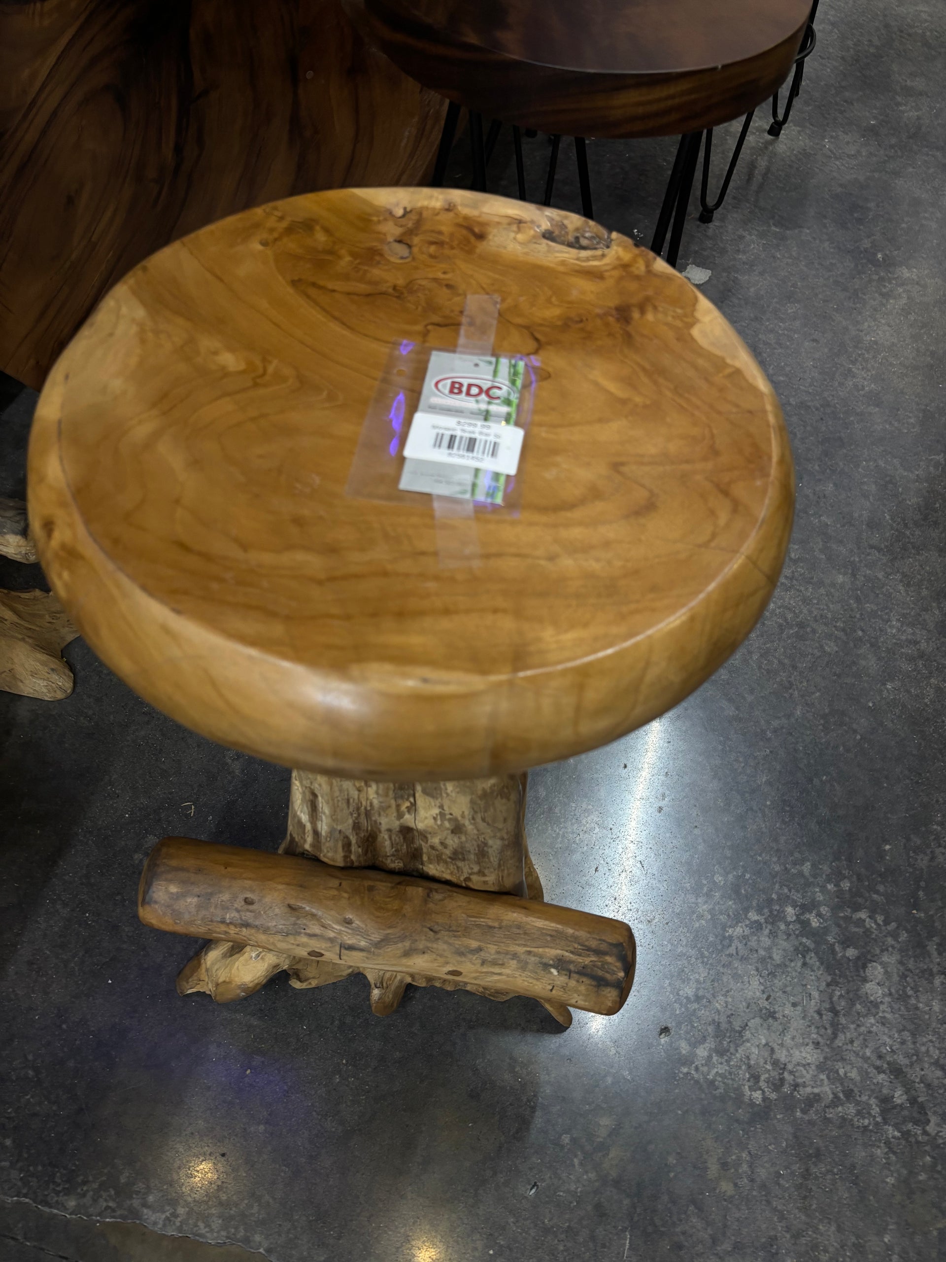 Teak Root Round Seat Barstool Broward Design Center