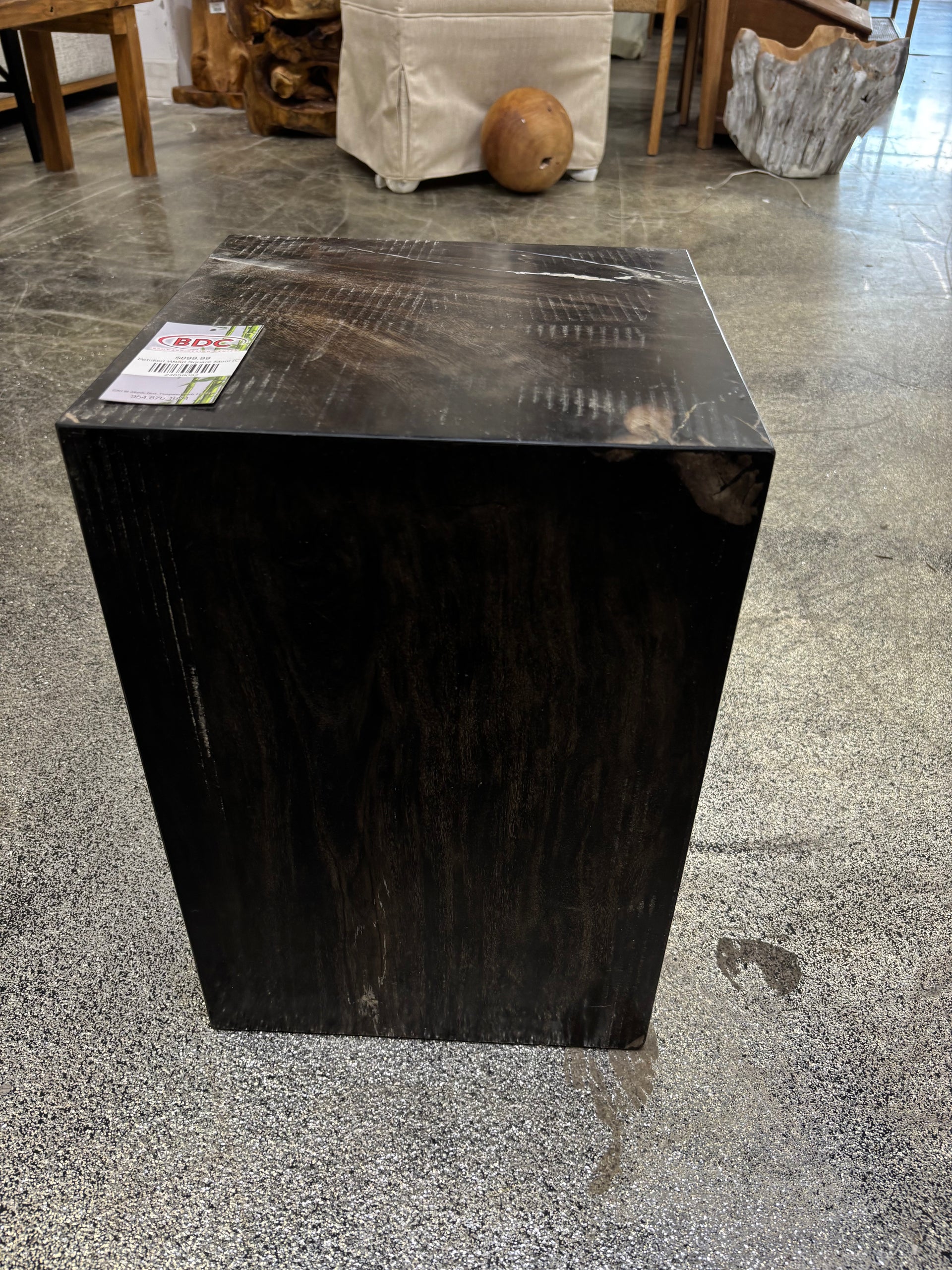 Petrified Wood Square Stool (G) Broward Design Center