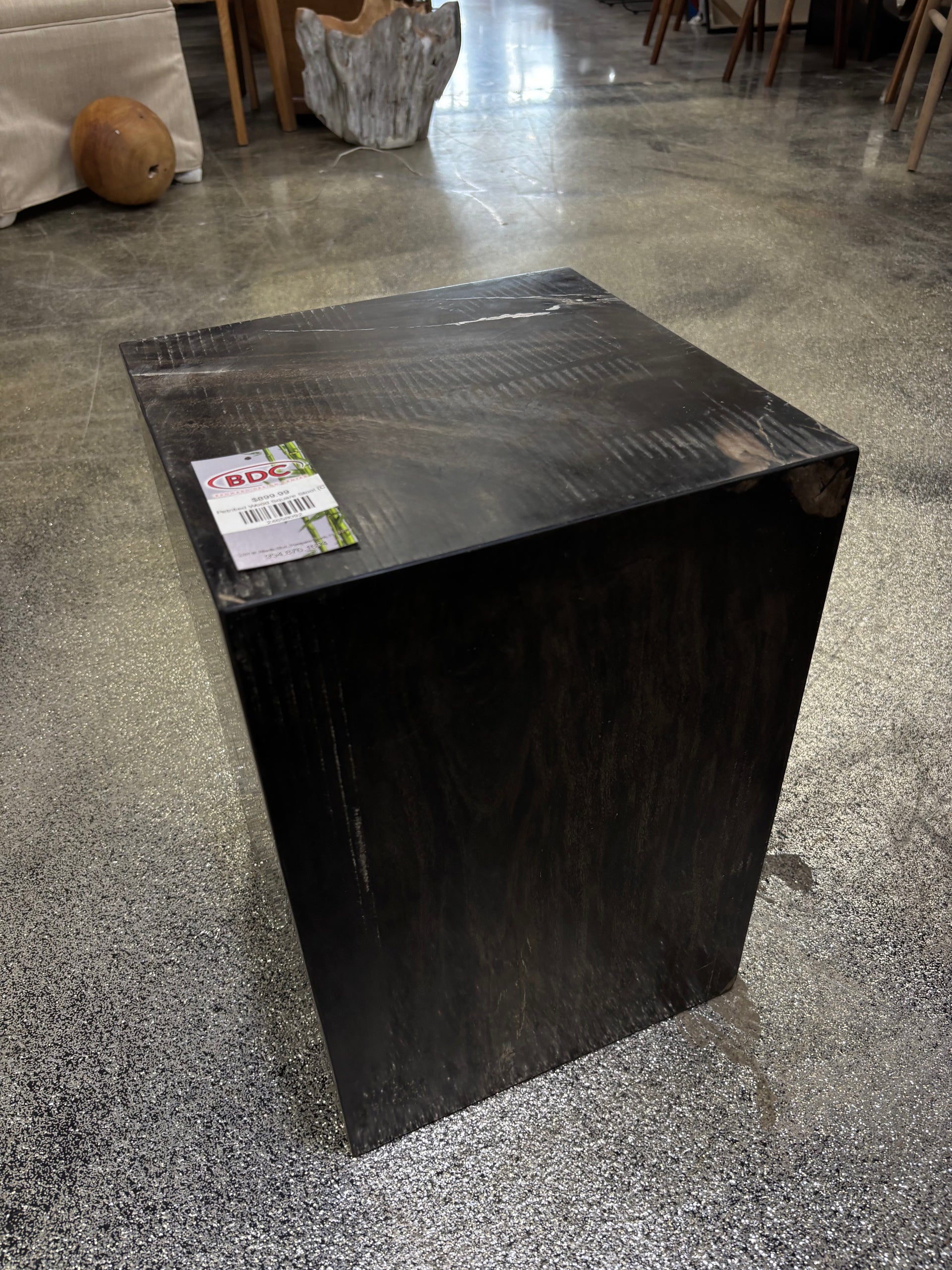 Petrified Wood Square Stool (G) Broward Design Center