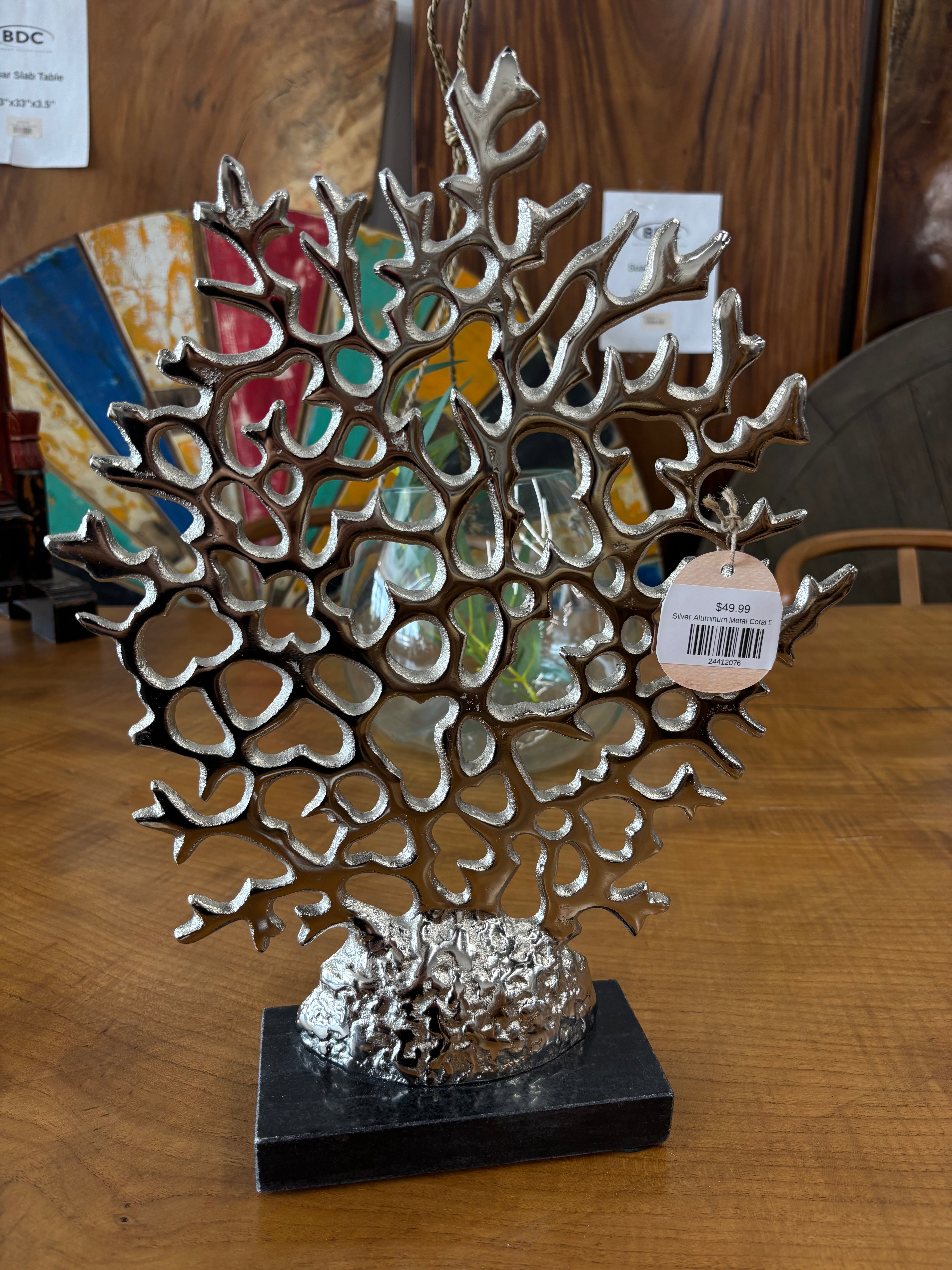 Silver Aluminum Metal Coral Decor UMA
