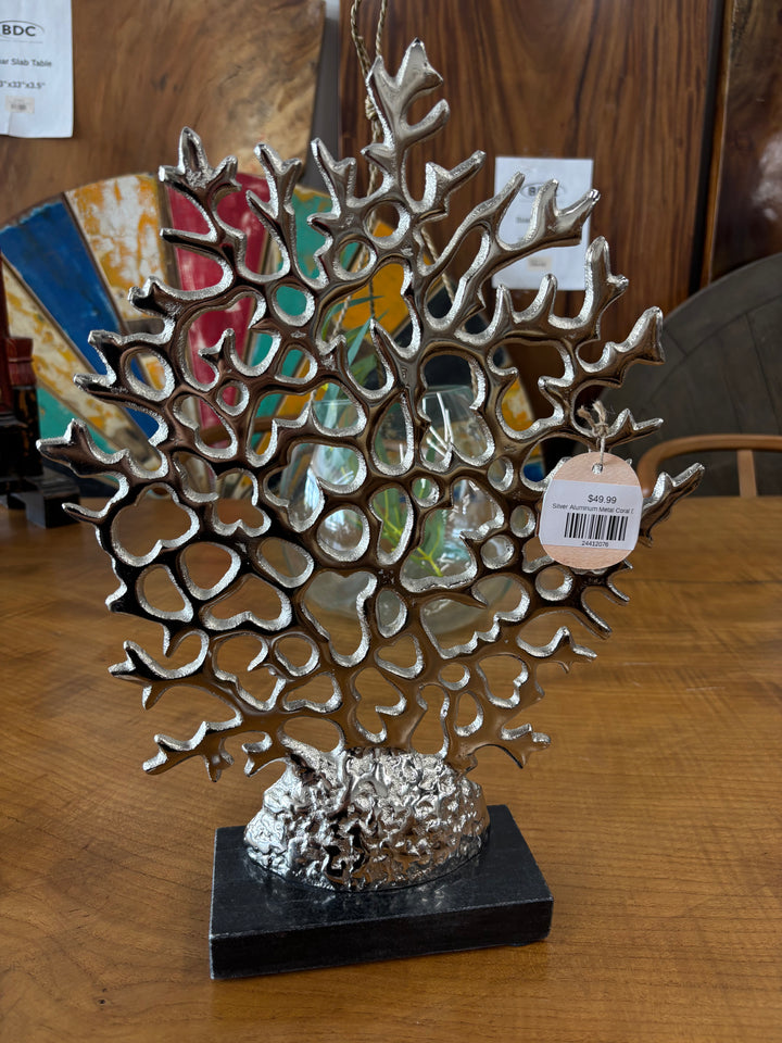 Silver Aluminum Metal Coral Decor UMA