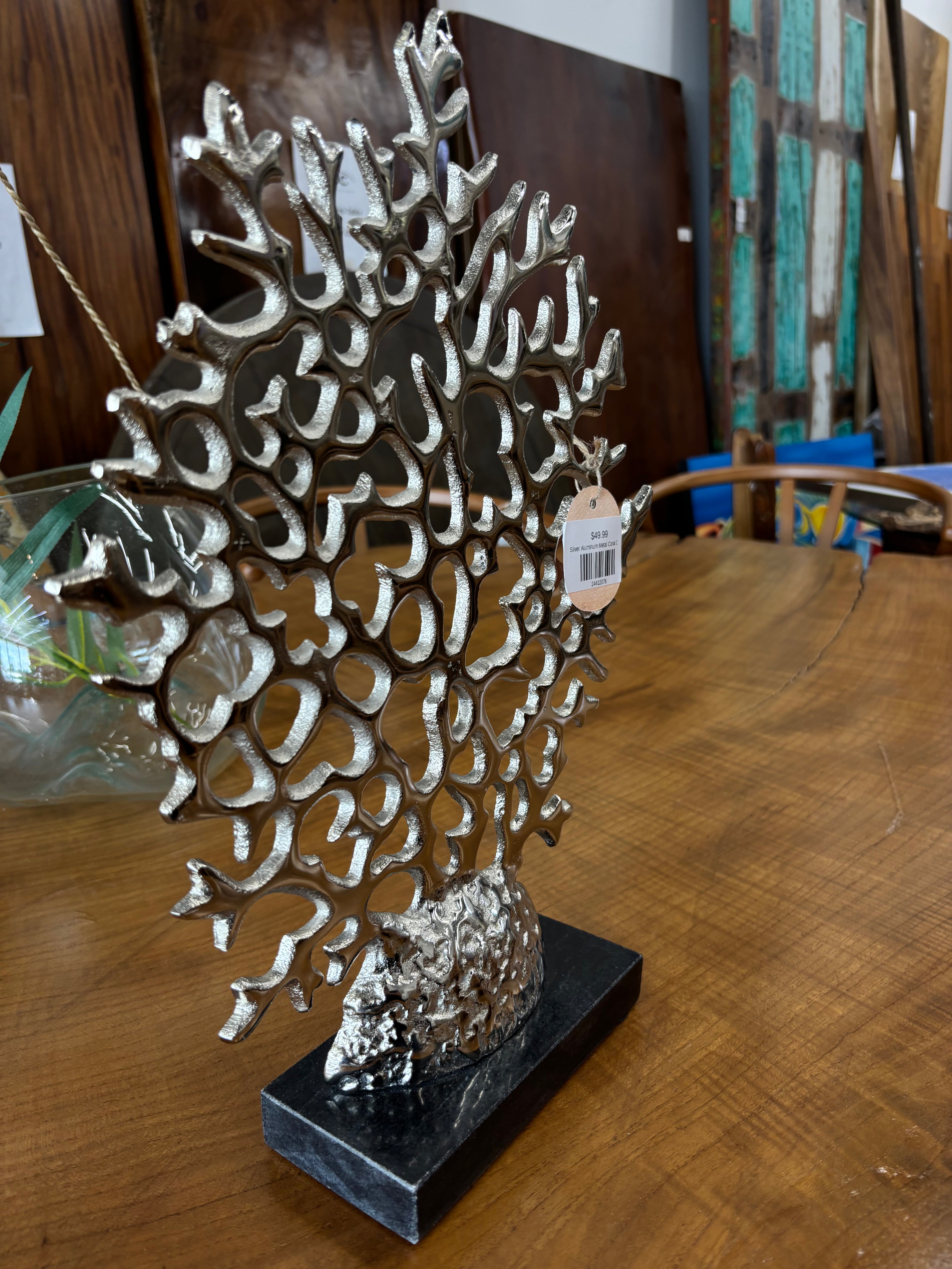 Silver Aluminum Metal Coral Decor UMA