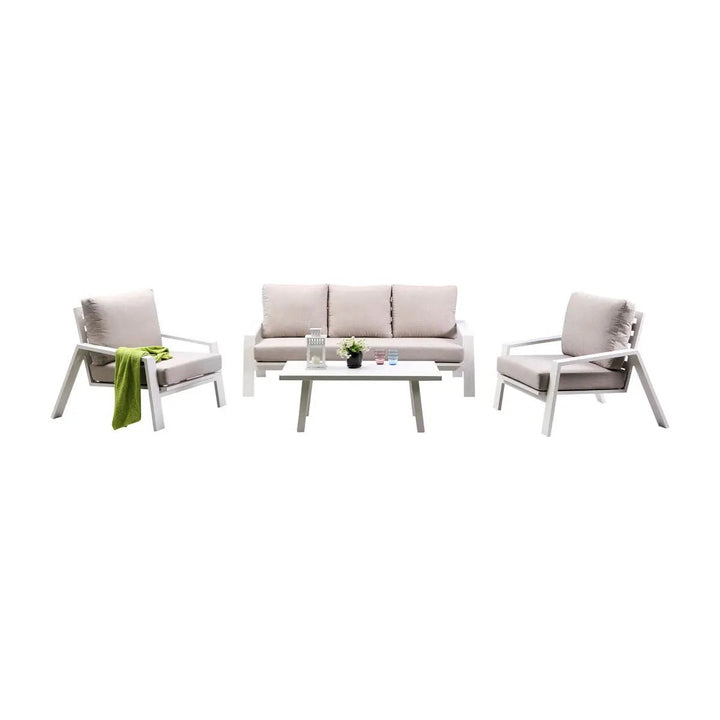 Panama Jack Mykonos 4 Pc Seating Set w/outdoor off-white fabric Pelican reef