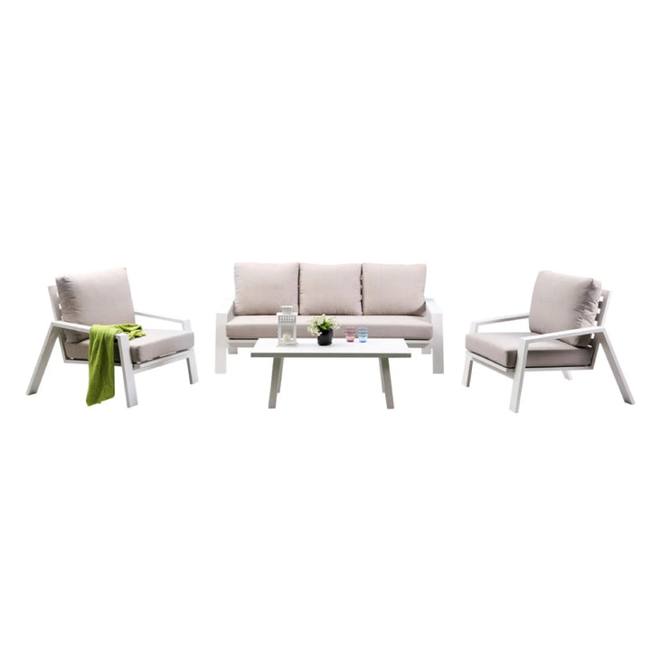 Panama Jack Mykonos 4 Pc Seating Set w/outdoor off-white fabric Pelican reef