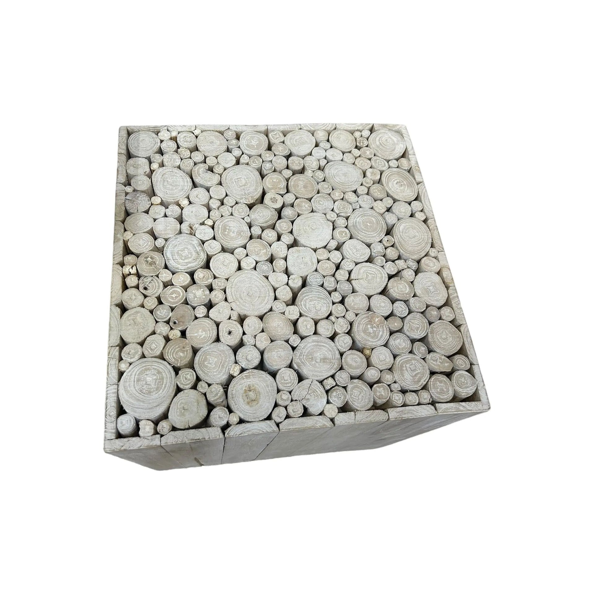 Square White wash Side Table - Broward Design Center