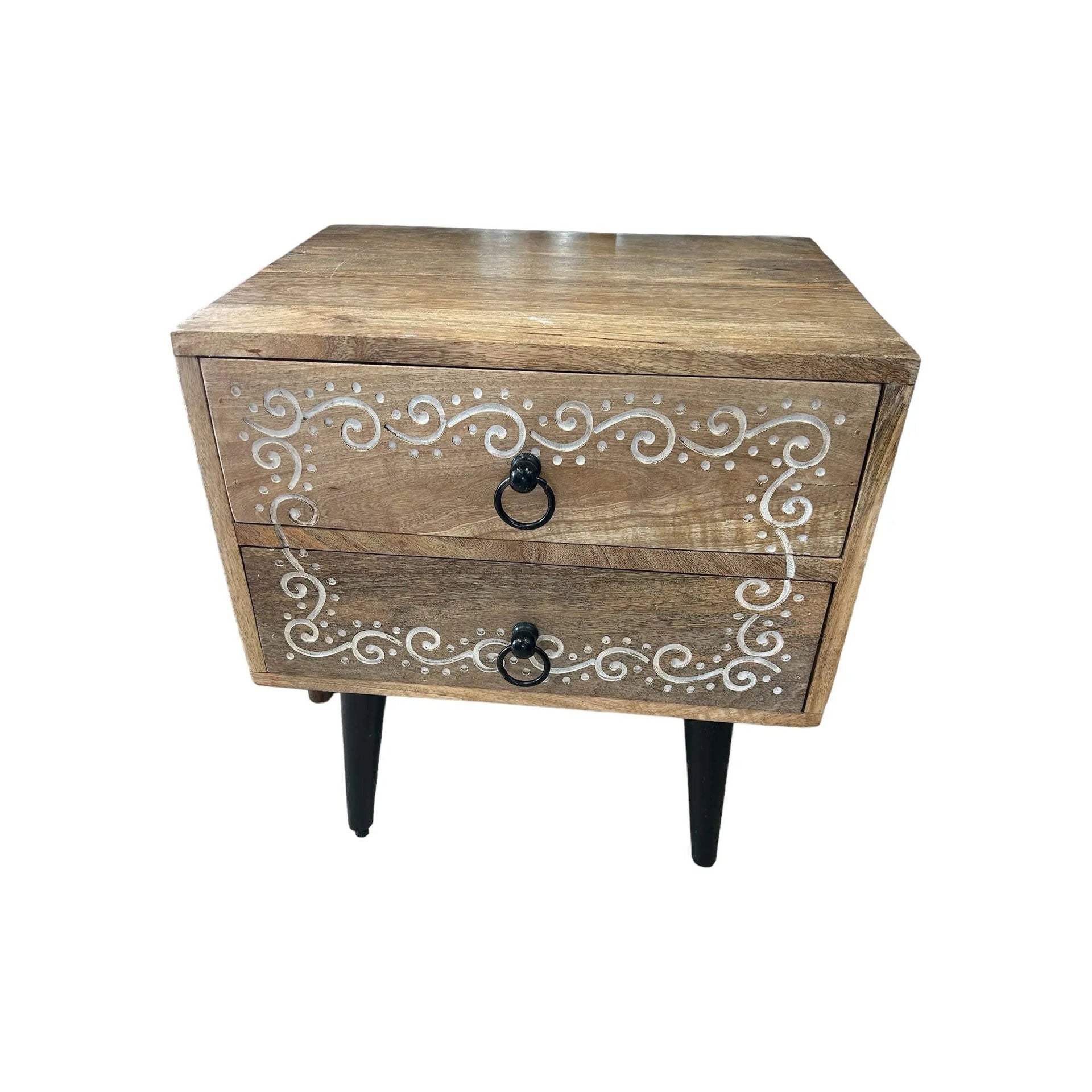 Indian Night Stand with White Design Broward Design Center