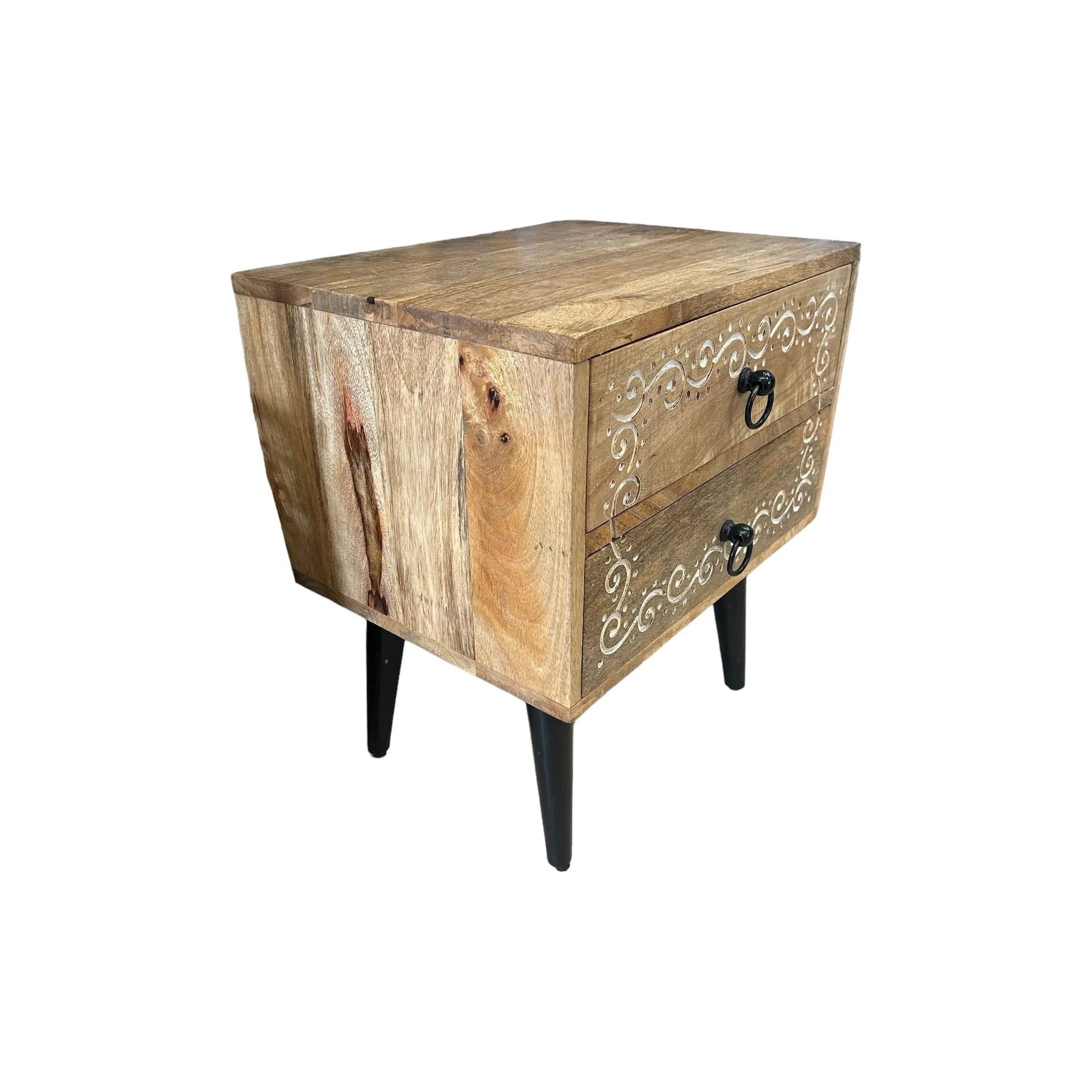 Indian Night Stand with White Design Broward Design Center