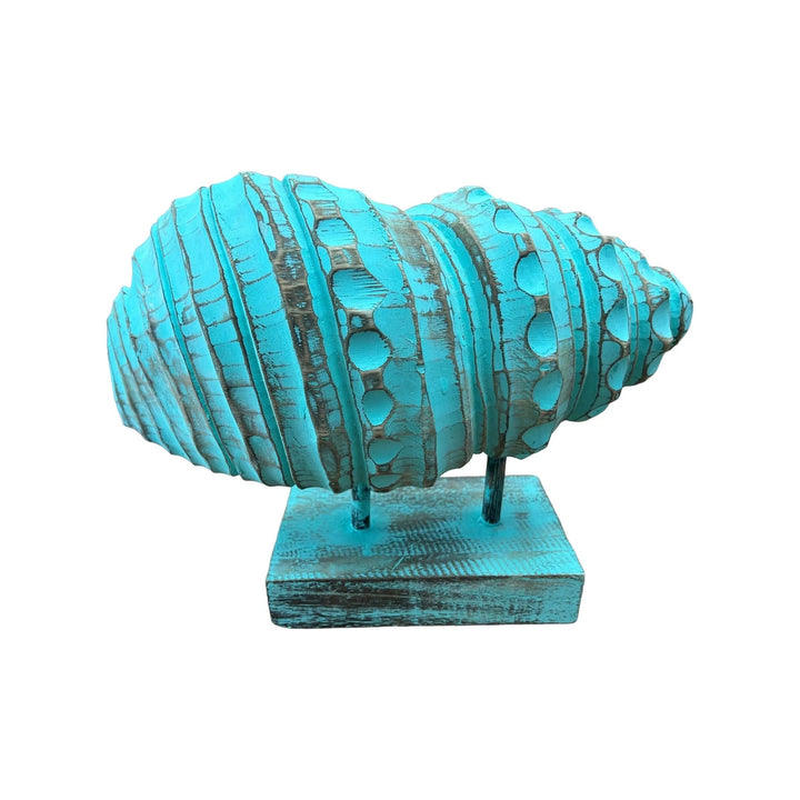 Small Turquoise Beach Shell on Stand Broward Design Center