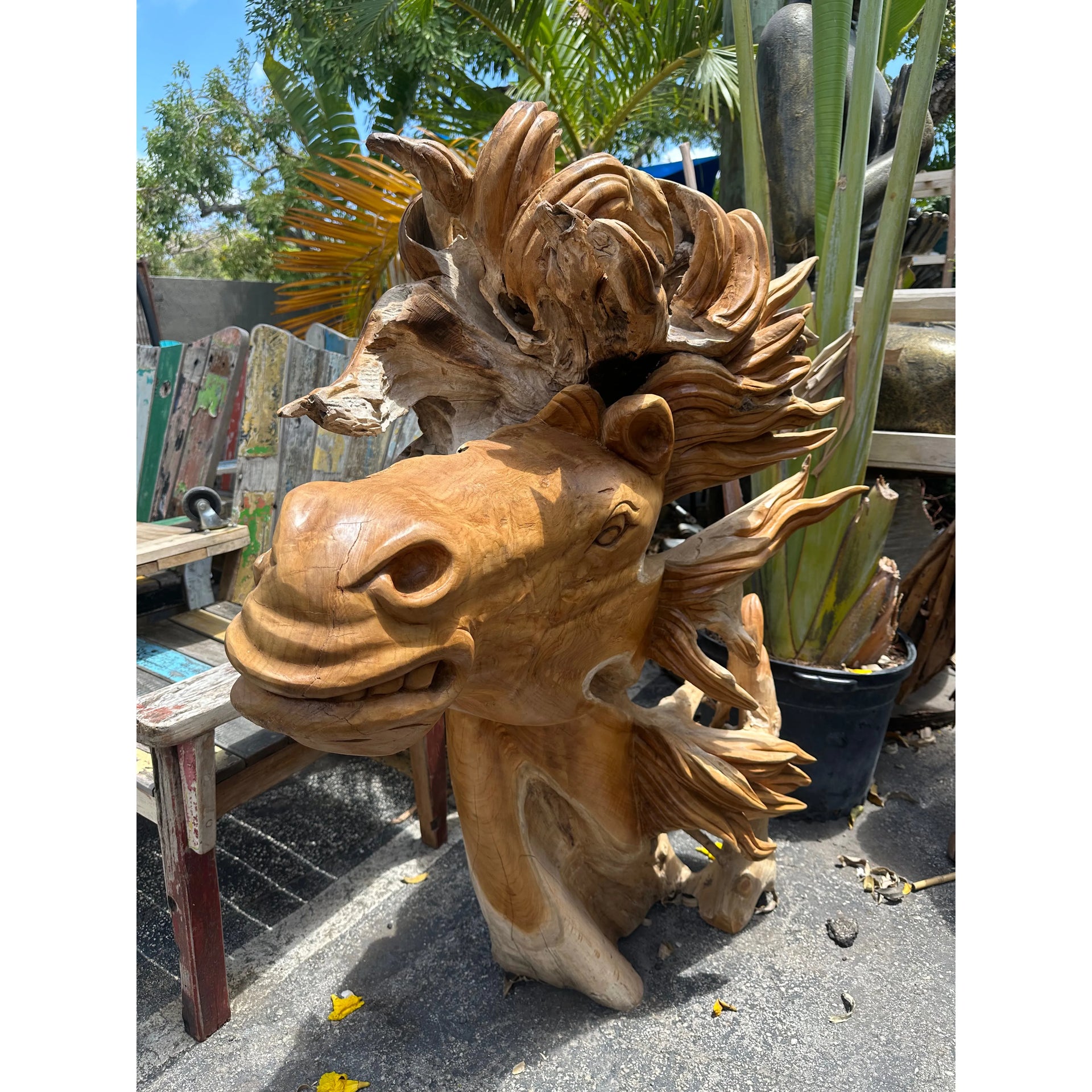 Teak Abstract Horse XL Anteak