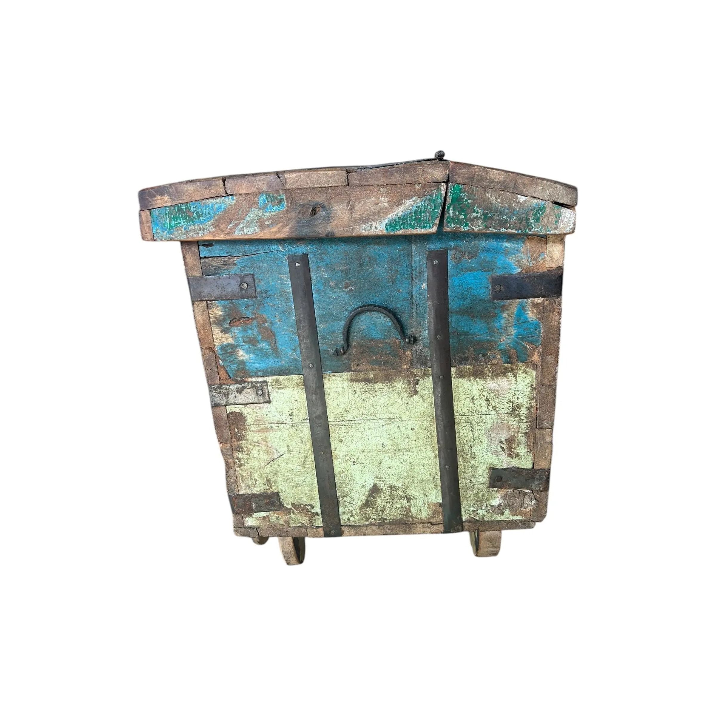 Vintage Distressed Storage Chest on Wheels The Broward Design Center