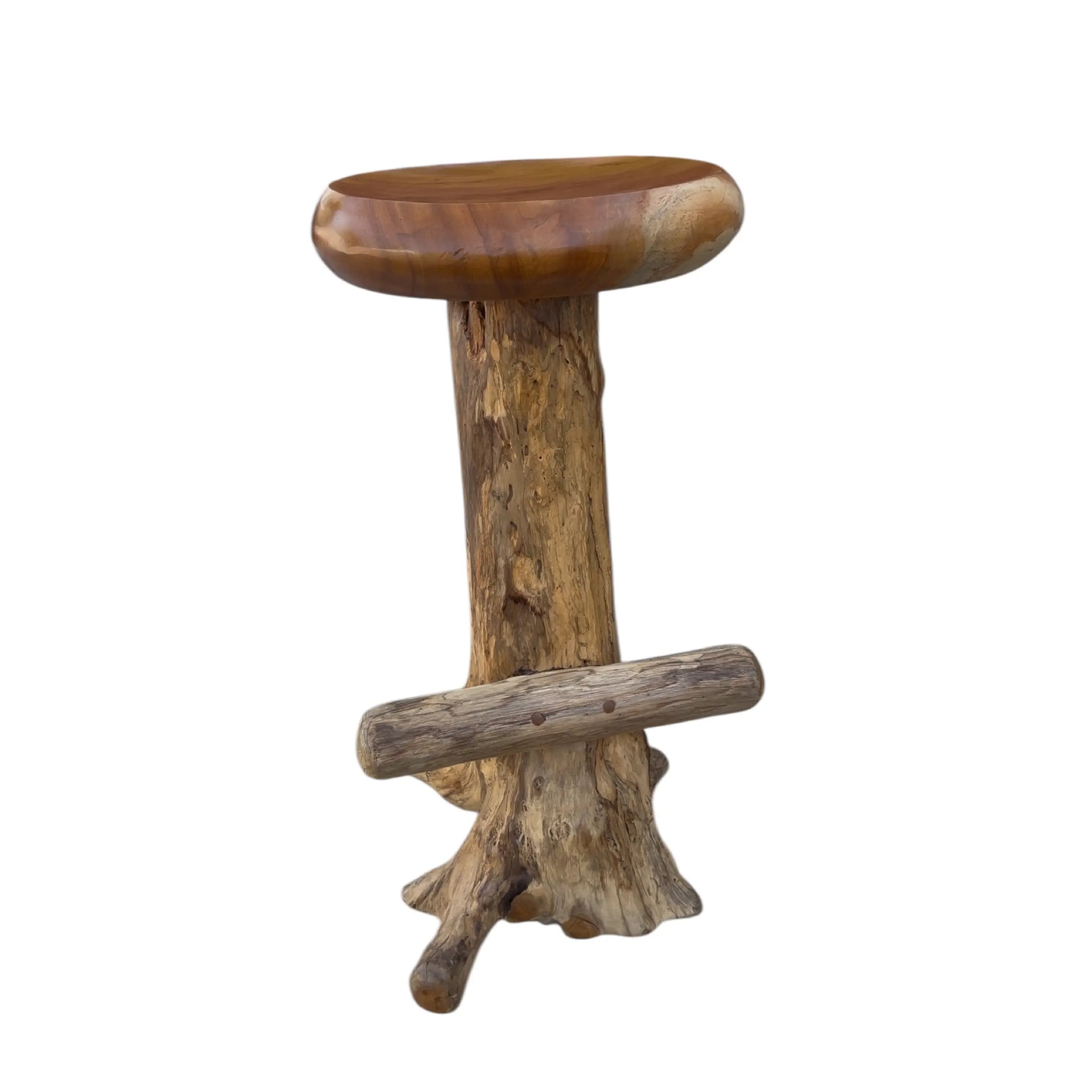 Teak Root Round Seat Barstool Broward Design Center