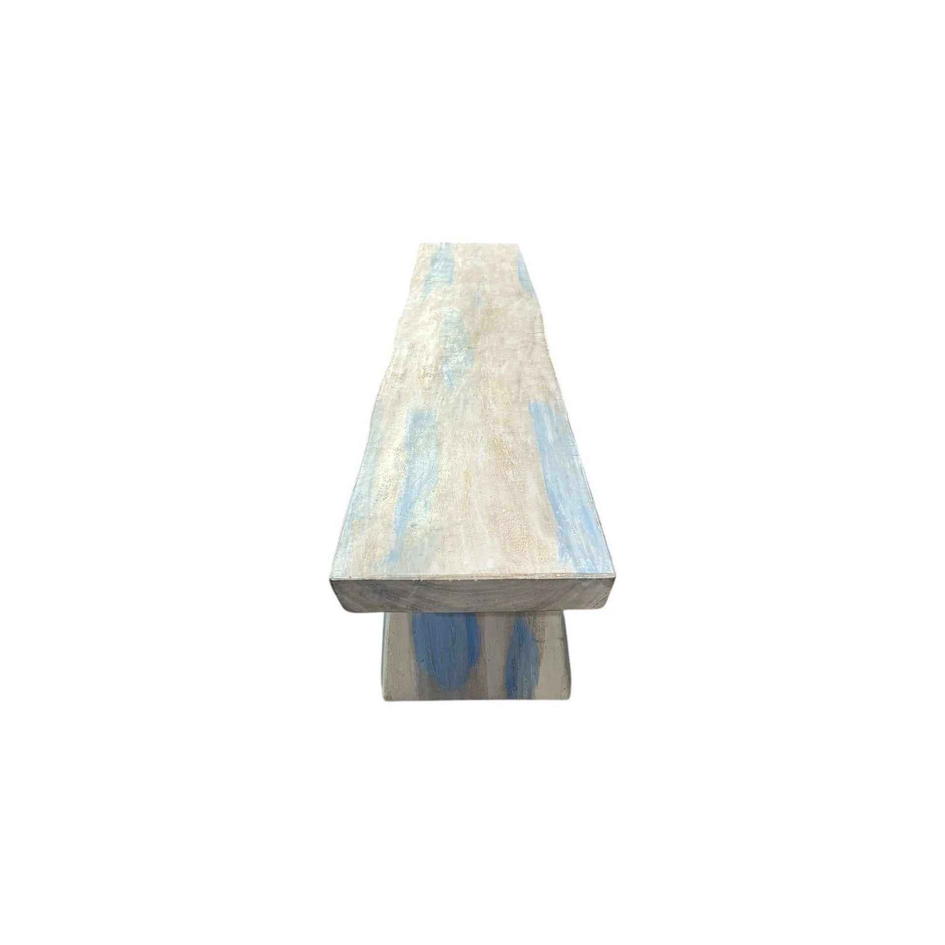 White and Blue Teak Bench The Broward Design Center