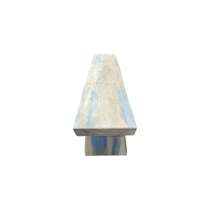 White and Blue Teak Bench The Broward Design Center