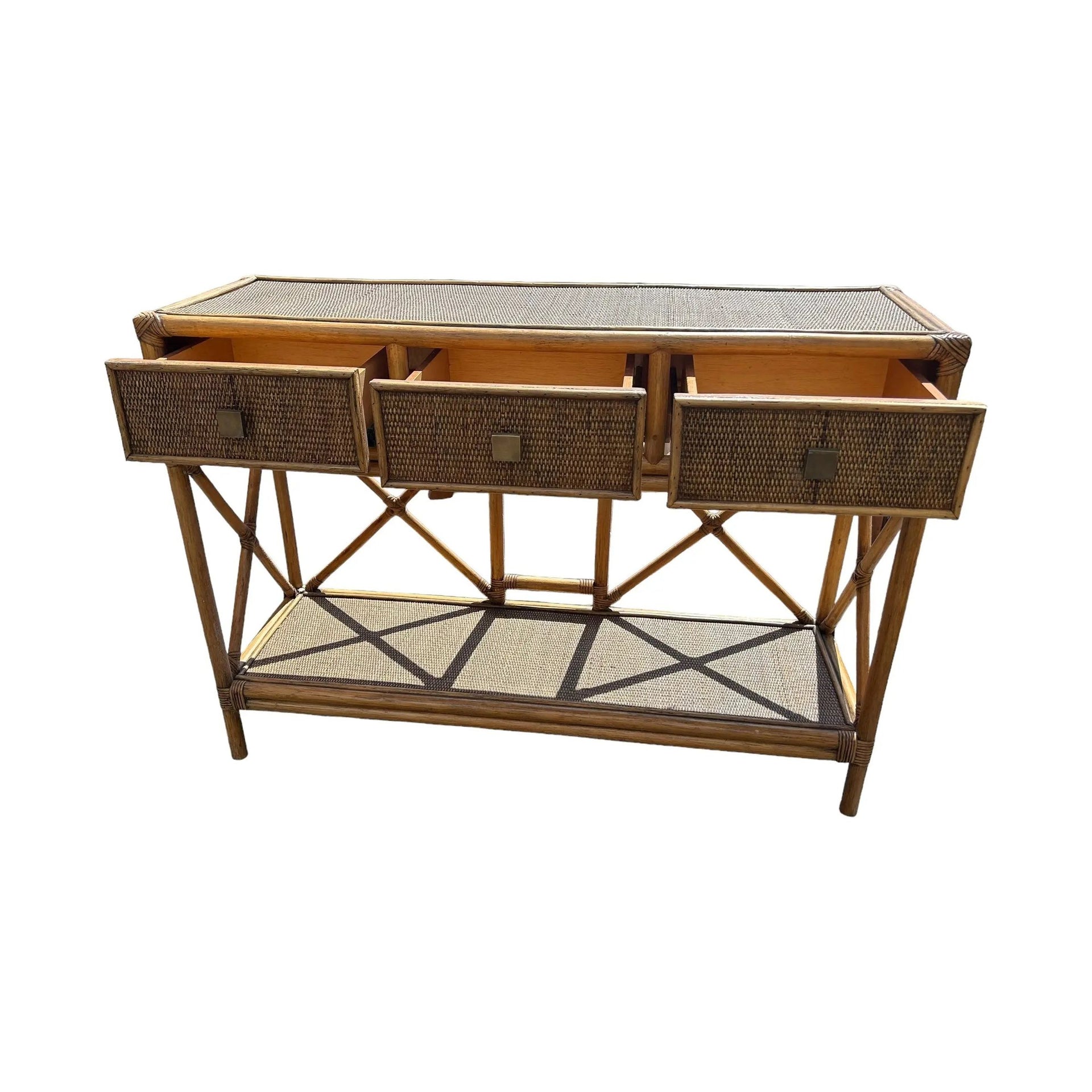 Rattan 3 Drawer Console Broward Design Center