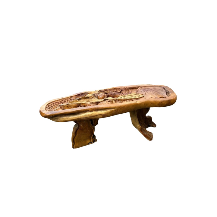 Hand Carved Dragon Table with Glass Top Broward Design Center