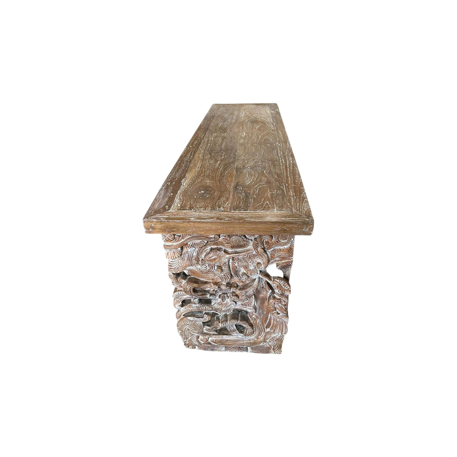 Carved Teak Bench 63”L Anteak
