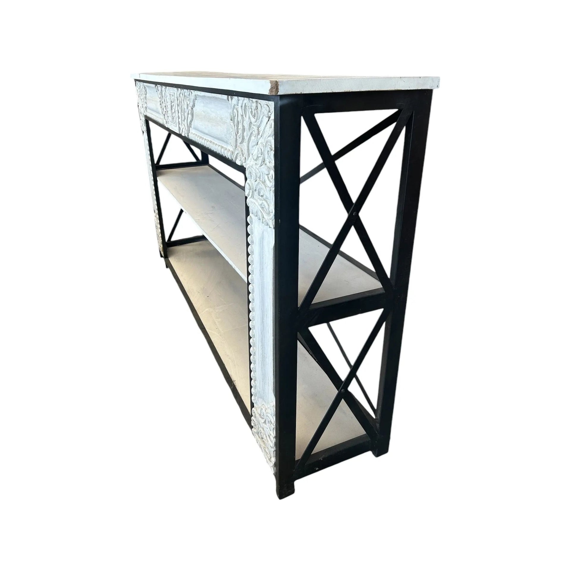 White Wash Console with Shelves Broward Design Center
