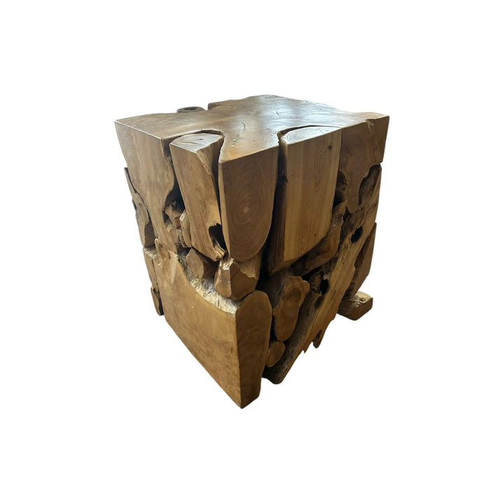 Teak Mosaic Cube (Side-table) Broward Design Center