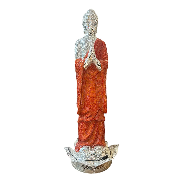 Mosaic Glass Mirror Buddha Lamp Statue Broward Design Center
