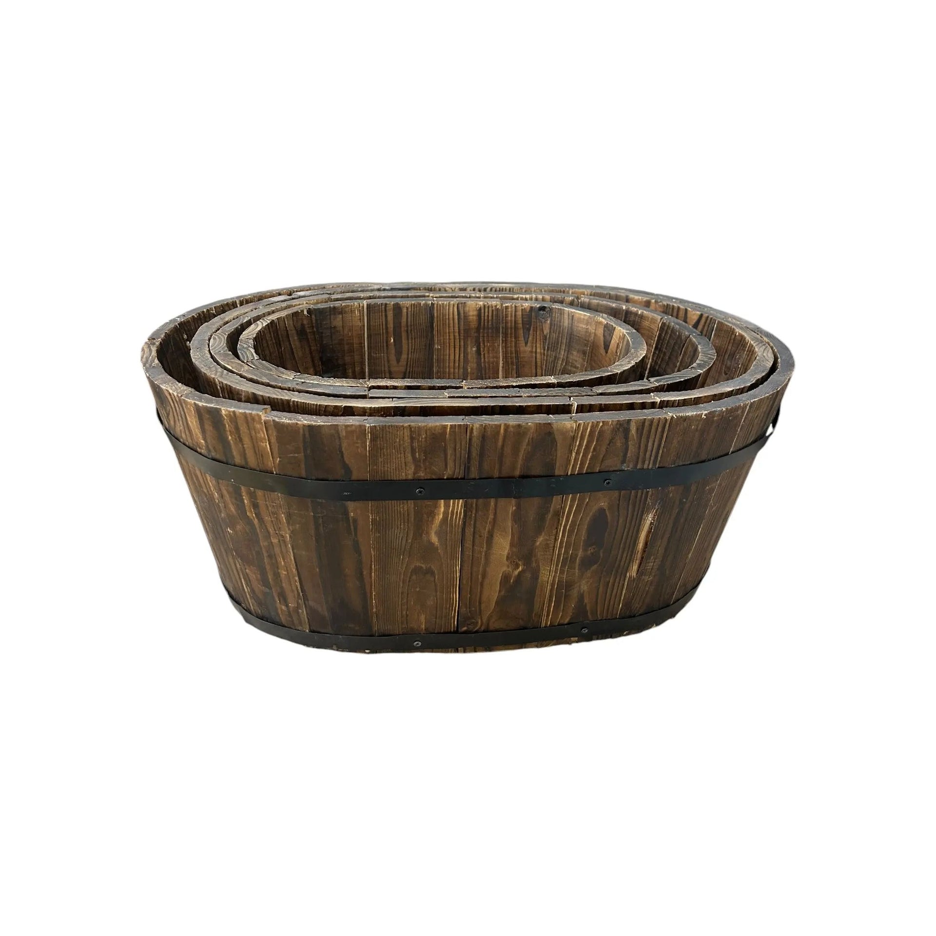 Wood Planters with Metal Trim Broward Design Center