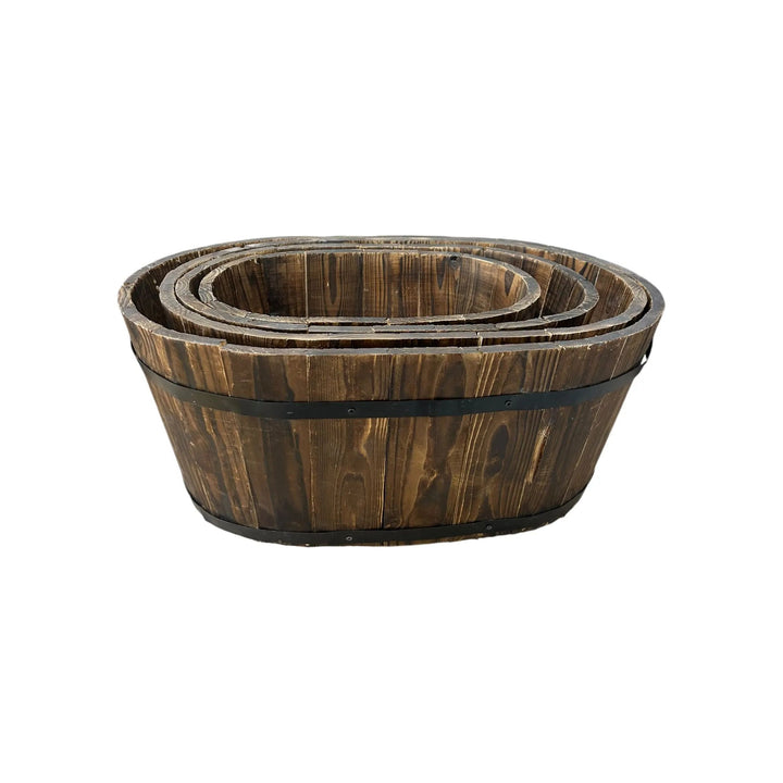 Wood Planters with Metal Trim Broward Design Center