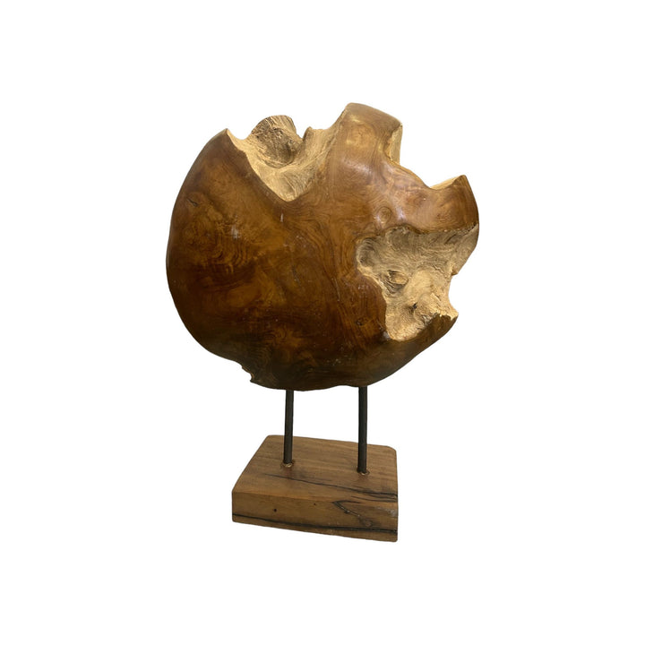Teak Ball On a Stand Broward Design Center