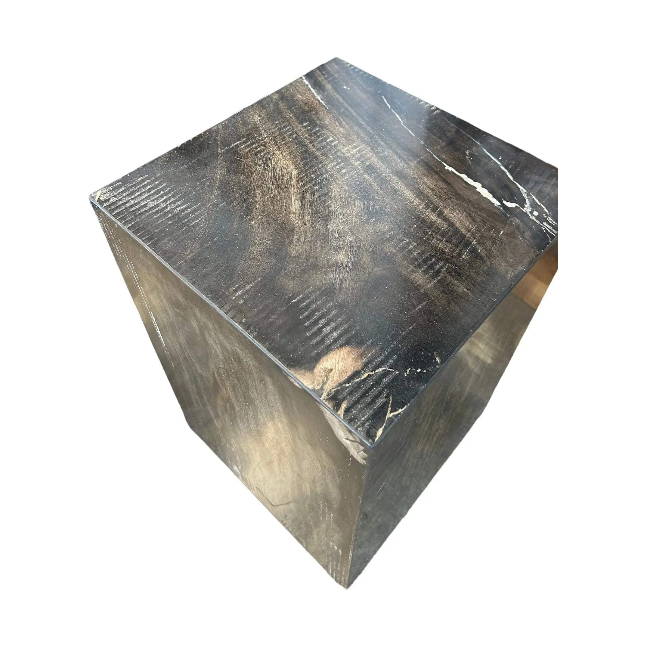 Petrified Wood Square Stool (C) Broward Design Center