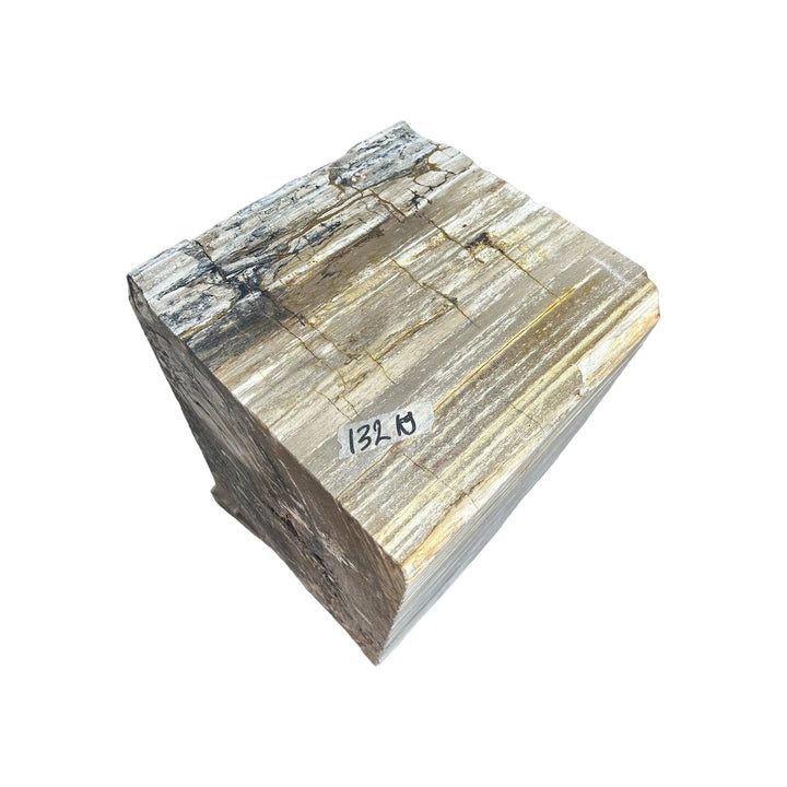 Petrified Wood Square Stool (E) Broward Design Center