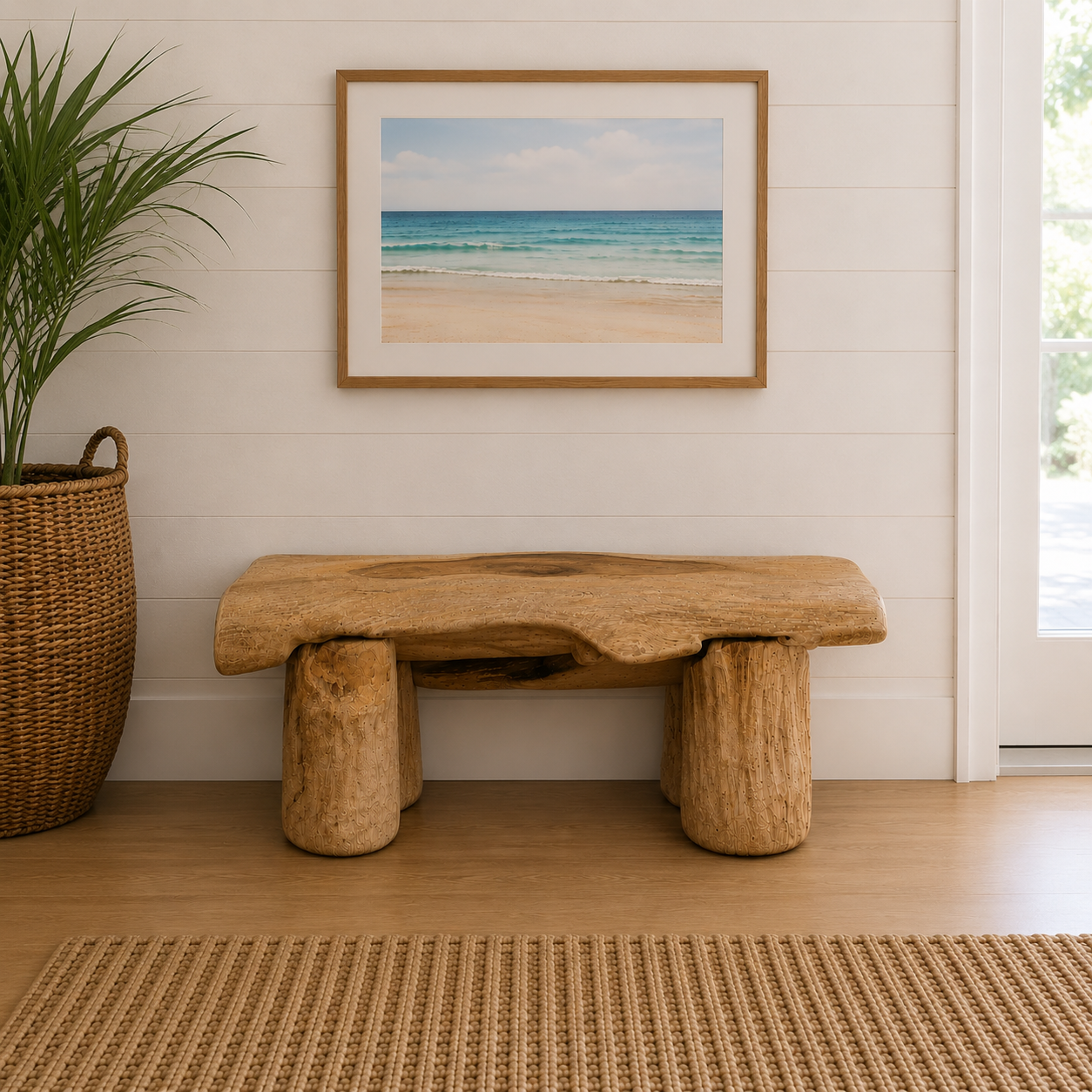 Teak Log Bench
