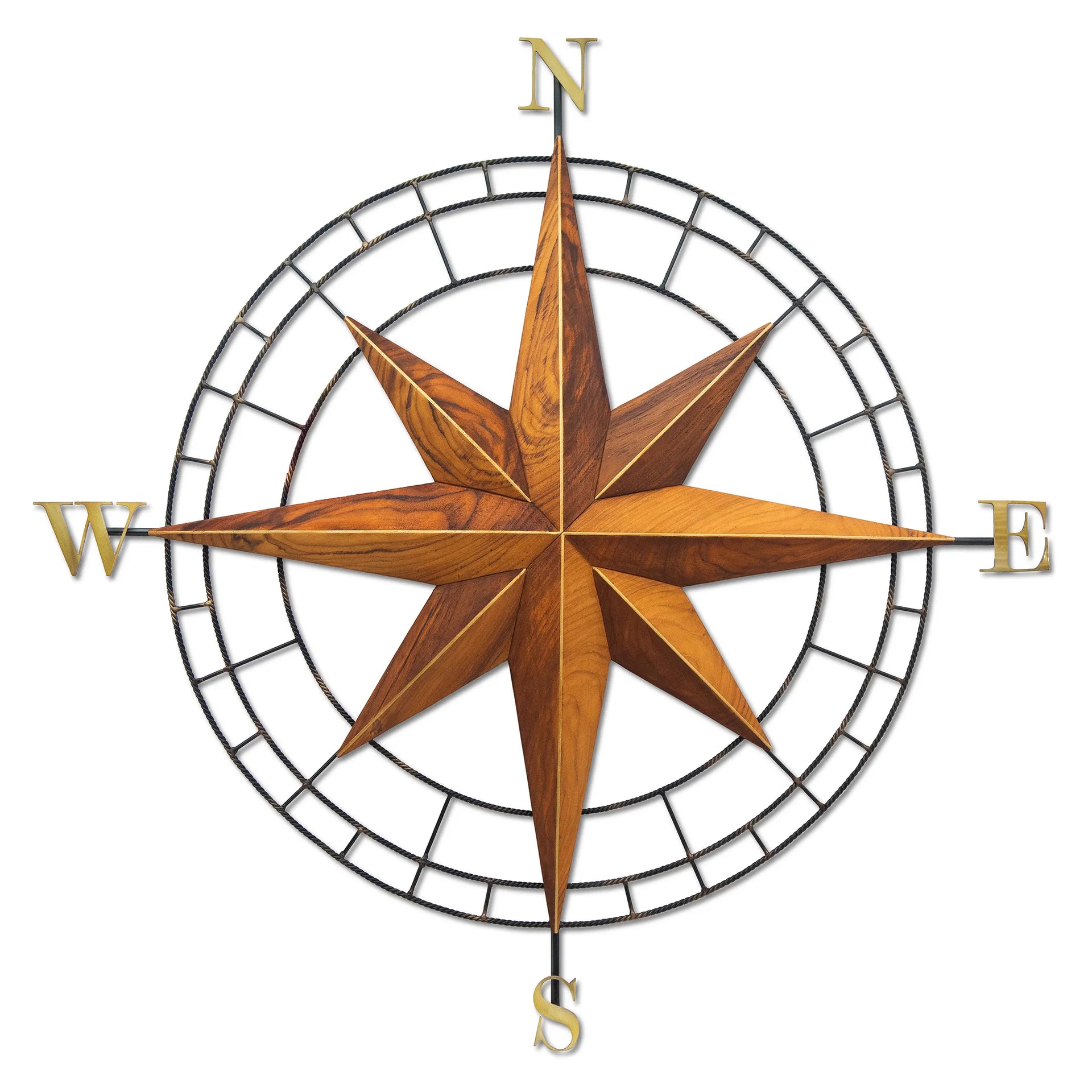 Compass Rose I (hand carved Teak and SS)