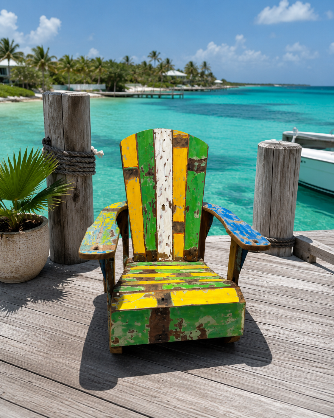 Recycled Boat Wood Adirondack Rocking Chair – Handmade in Bali, Indonesia