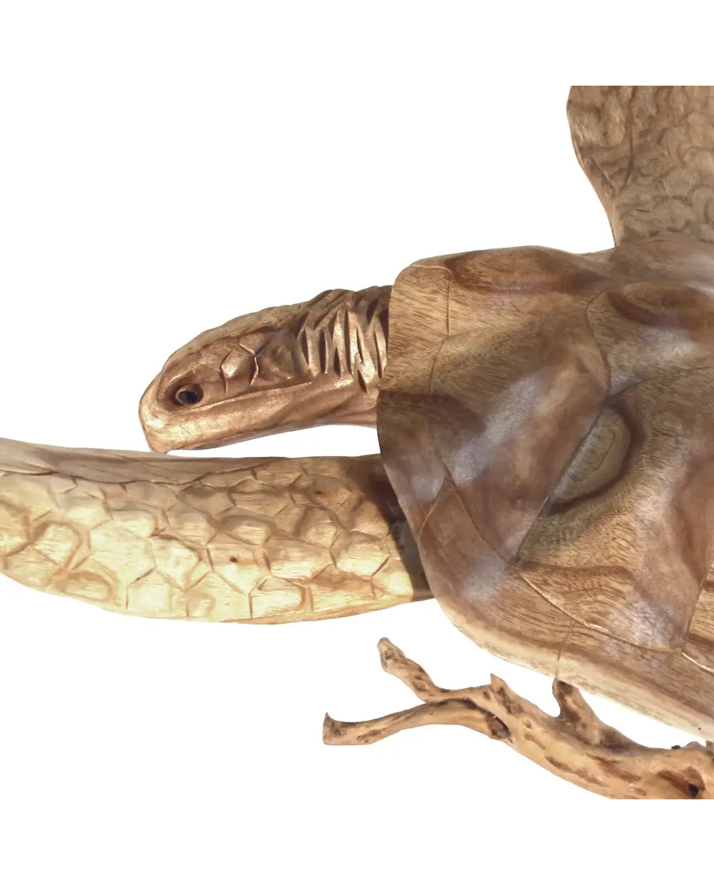 Hand-Carved Jempinis Wood Sea Turtle Sculpture on Stand – Indonesian Coastal Décor