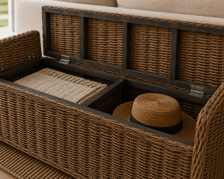 Key Largo Rattan Storage Bench Broward Design Center
