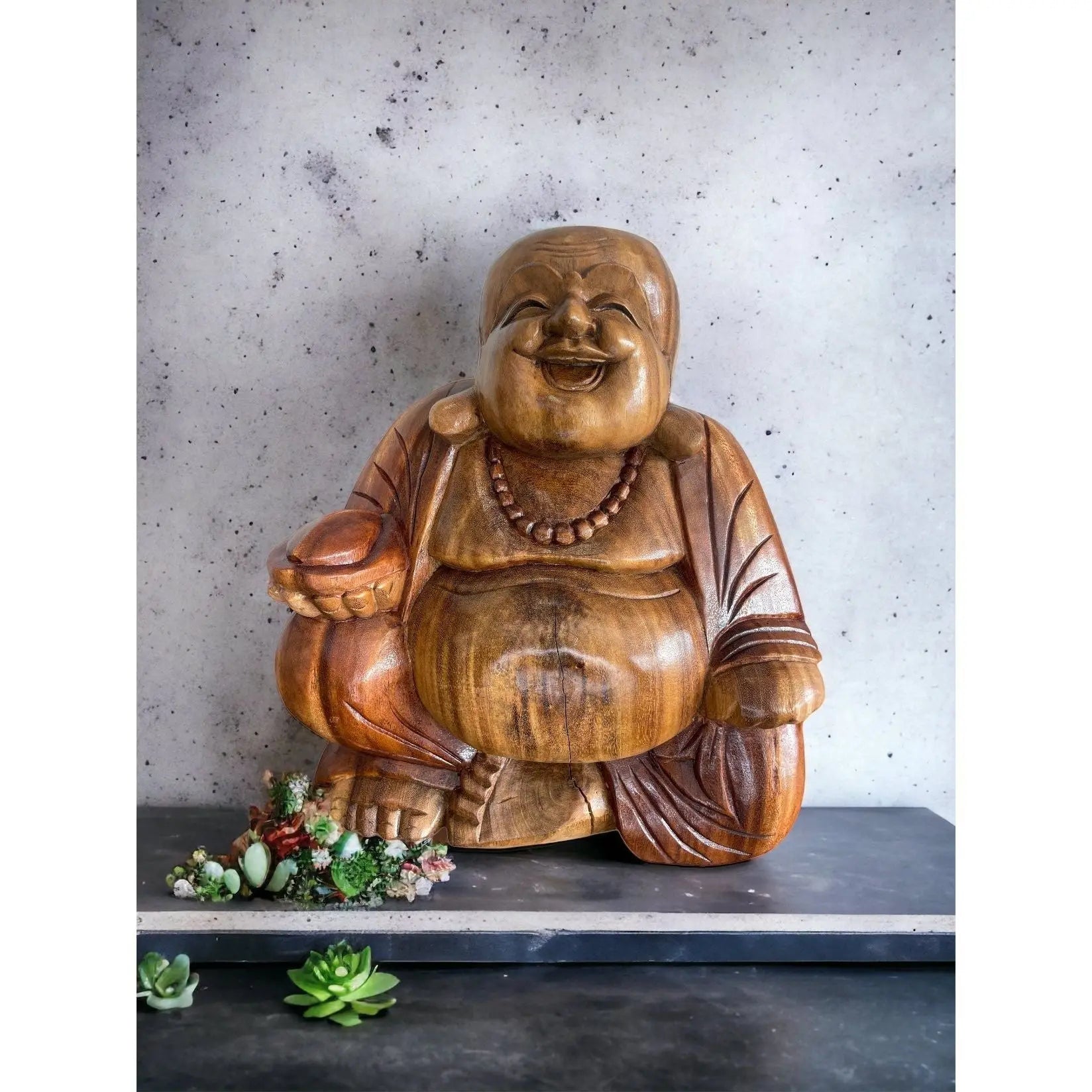 Happy Buddha Sculpture (Dark Brown) Broward Design Center